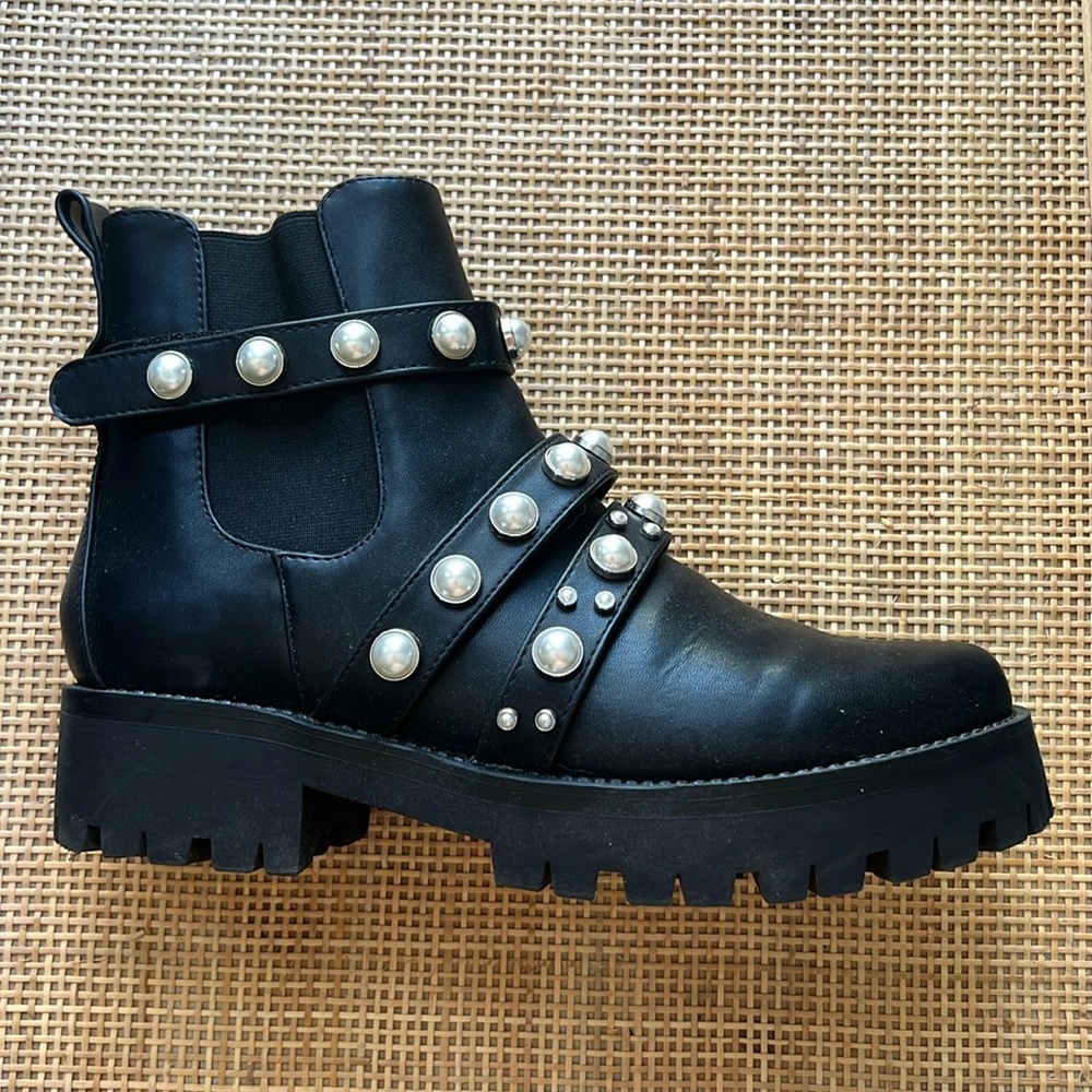 Pearl Embellished Strappy Ankle Boots